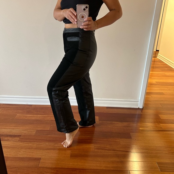 Black genuine Suede and leather Hight waisted Marie Claire pants size 9 - Picture 13 of 13